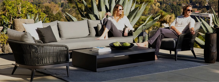 E9 Ella collection, Couple Hanging Out on Outdoor Furniture